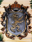 Ebros Large Medieval Heraldic Royal Lion Coat of Arms King Crown Shield Wall Plaque