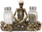 Ebros Meditating Skeleton On Graveyard Of Skulls Salt & Pepper Shakers Holder