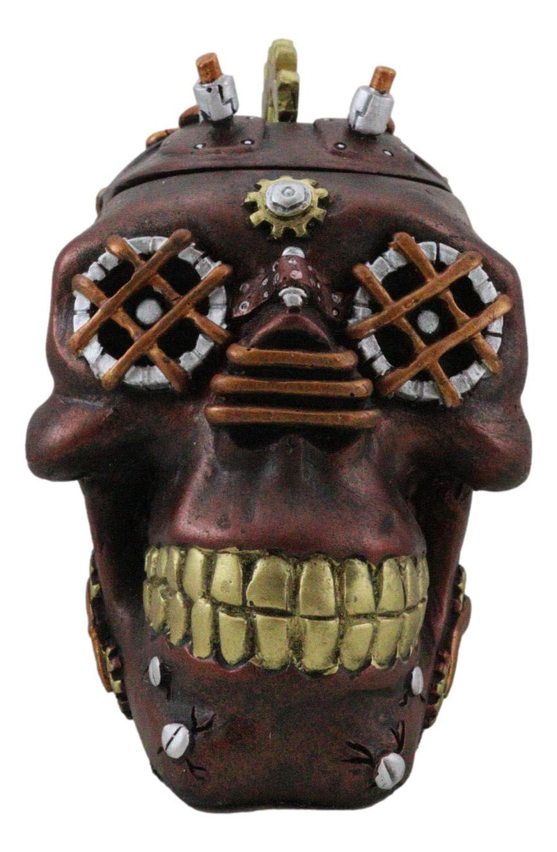 Mad Max Style Steampunk Cool Punk Gearwork Rock Skull Jewelry Box Figurine