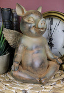 Zen Yoga Flying Pig Angel Hog Heavens Meditating In Lotus Pose Rustic Statue