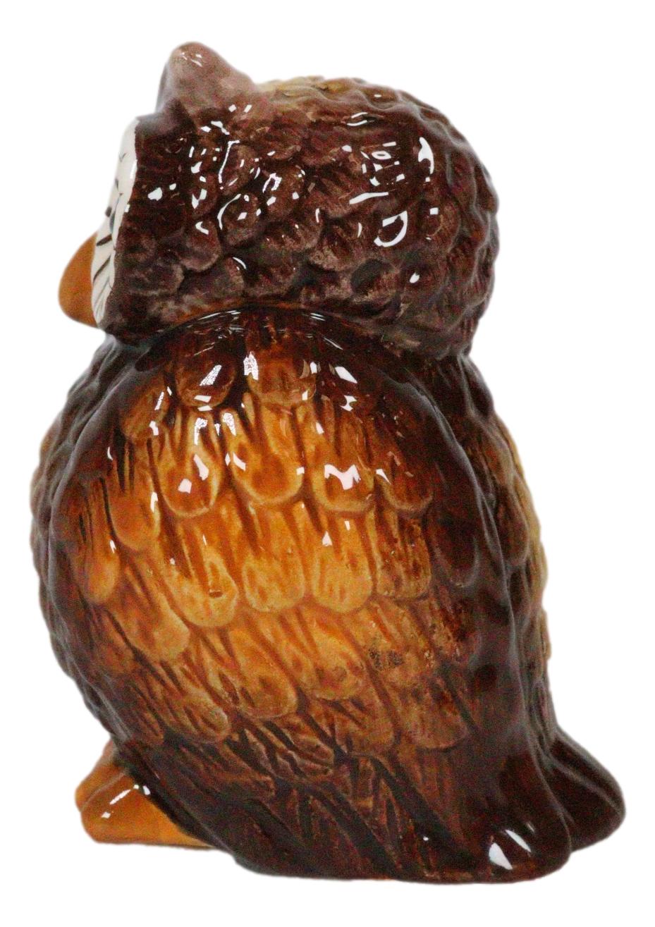 Nocturnal Tropical Great Horned Owl Couple Ceramic Salt Pepper Shakers Figurines - Ebros Gift