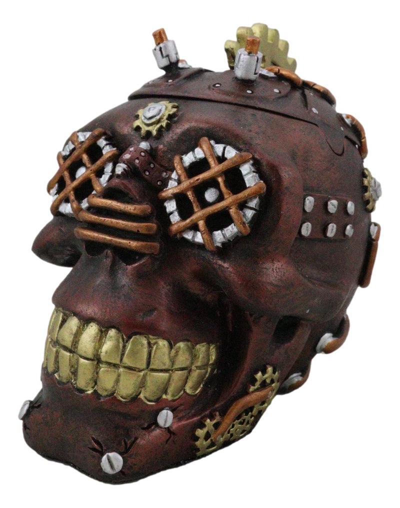Mad Max Style Steampunk Cool Punk Gearwork Rock Skull Jewelry Box Figurine