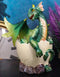 Whimsical Smiling Green Hatchling Baby Dragon Hatchling In Egg Shell Figurine
