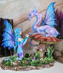 Ebros Amy Brown Companion Enchanted Elf Fairy FAE Damsel with Toadstool Dragon Statue 8.5" Tall Fantasy Mythical Faery Garden Magic Collectible Figurine Fairies Pixies Nymphs Decor