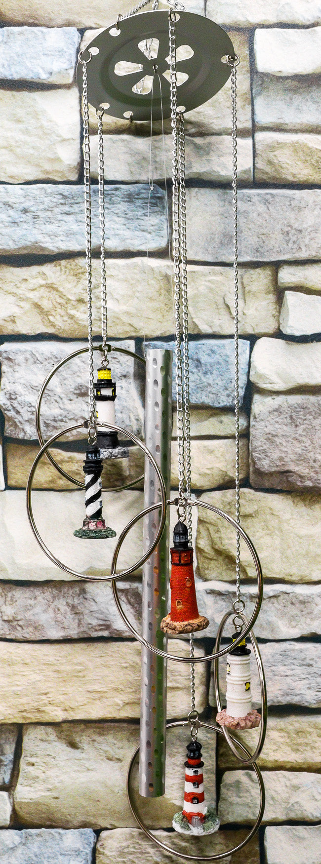 Five Ring World Famous Light Houses Decor Resonant Relaxing Wind Chime Patio