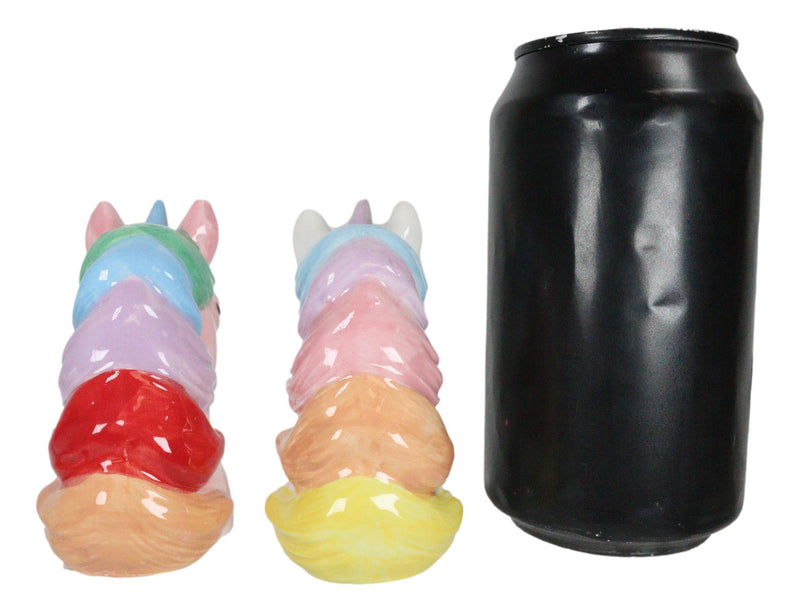 Pink and White Rainbow Mane Kissing Sacred Unicorns Salt And Pepper Shakers Set