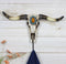 Western Indian Turquoise Sunstone Replica Bull Steer Cow Skull Wall Hook Decor
