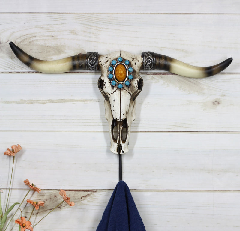 Western Indian Turquoise Sunstone Replica Bull Steer Cow Skull