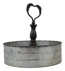 Ebros 11.25" Wide Metal Tray with Heart Shaped Handle Western Spice Rack Decor - Ebros Gift