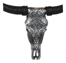 Large Tribal Floral Vines Tattoo Tooled Filigree Steer Bull Cow Skull Wall Decor