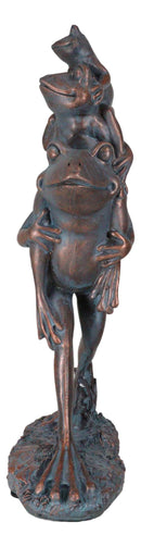 Croak Family Papa Frog Piggybacking 2 Young Baby Frogs To School Garden Statue