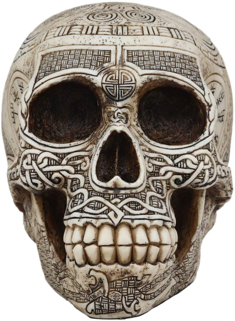 Ebros Norse Viking Skull Figurine 7 Inch Length Skeleton Head Decor