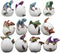 Colorful Miniature Wyrmling Dragons in Eggs Figurine Set of 12 Dragon Hatchlings