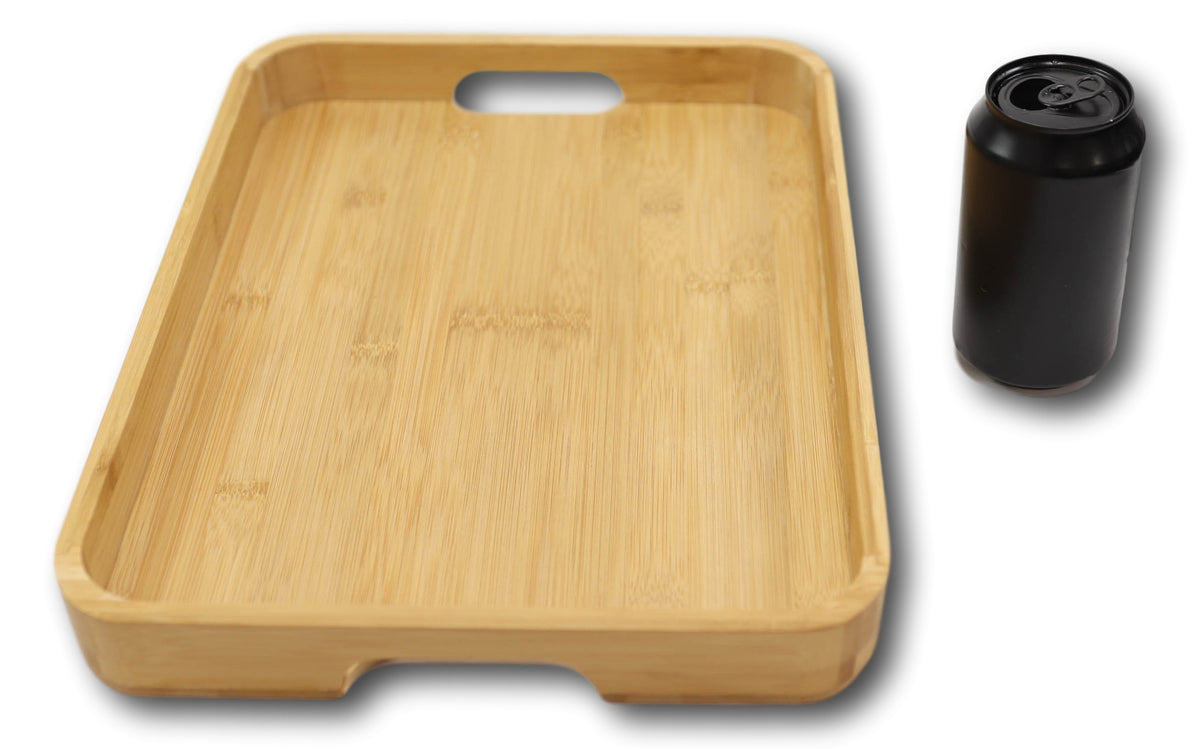 Sturdy Quality Smooth Bamboo Food Tea Butler Tray Platter With Handles 15"X11" - Ebros Gift