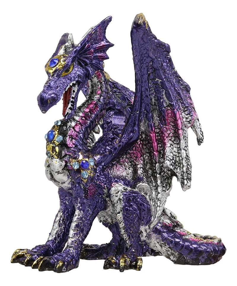 Ebros Small Purple Rain Armored Midnight Dragon Statue 4.5" High Fantasy Prehistoric Dungeons and Dragons Warrior Slayer Dark Knight Collectible Figurine