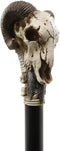 Ebros Gothic Tribal Ram Horned Skull Decorative Prop Cosplay Walking Cane 38"H