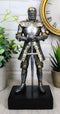 Italian Medieval Knight Statue On Black Pedestal Base 9"Tall Suit of Armor