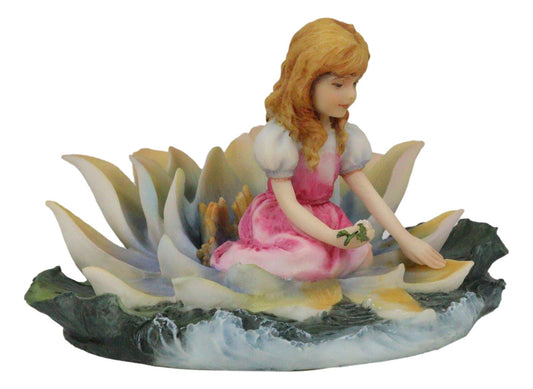 Thumbelina Of Lilies Girl Fairy Sitting On Water Lily Flower In Pond Figurine