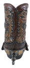 Rustic Western Texas Star Cowboy Boot Spur Faux Leather Wine Holder Floral Vase
