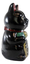 Japanese Lucky Charm Black Beckoning Cat Maneki Neko Money Bank Figurine 8.5"H