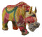 Safari Rhinoceros Hand Crafted Paper Mache In Colorful Sari Fabric Figurine