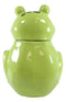 Ebros Whimsical Smiling Green Spotted Frog Ceramic Cookie Jar Container Figurine 8"H