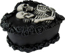 Ebros to Have & to Hold Skeleton Lovers on Black Rose Wreath Trinket Box