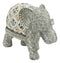 Ebros Silver Geometric Elephant Statue with Unique Tapestry Blanket Design 6.25" Long