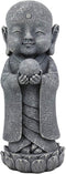 Ebros Japanese Jizo Monk Standing On Lotus Figurine 9.75"H (With Wisdom Pearl)