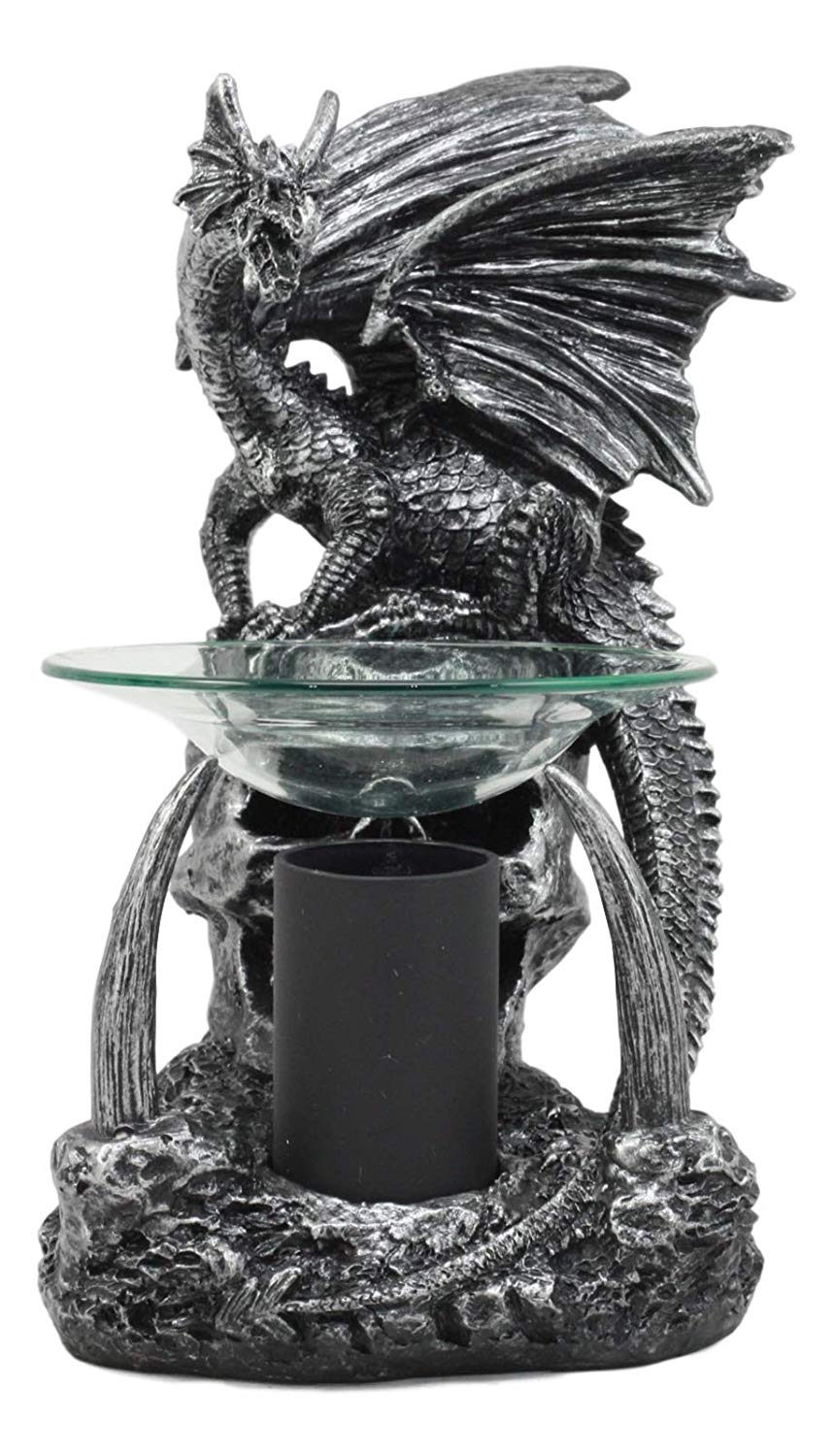 Ebros Skull Graveyard Dragon Electric Oil Burner Or Tart Warmer Statue 8.5" Tall - Ebros Gift