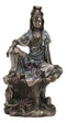 The Water And Moon Goddess Kuan Yin Bodhisattva Statue In Bronzed Resin 7"Tall