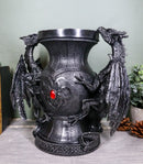 Ebros Dual Climbing Dragon Wyverns Chalice Shaped Decorative Flower Vase 10"
