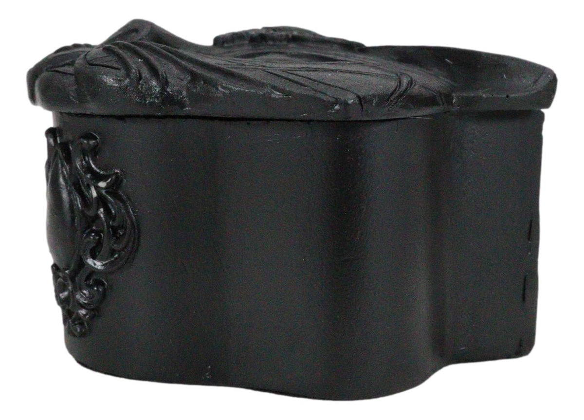 Black Wicca Triple Goddess Sacred Cat Bastet Sculptural Decorative Jewelry Box - Ebros Gift