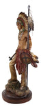 Native American Indian Warrior Chief With Eagle Roach Spear And Axe Figurine