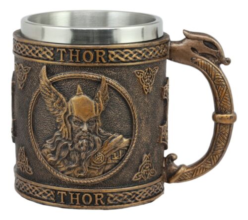 Ebros Norse Mythology Viking God Of Thunder Thor Coffee Mug Resin Drink Cup Tankard