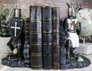 Black And White Medieval Crusader Knight Bookends Statue 7.5"H Set Suit Of Armor