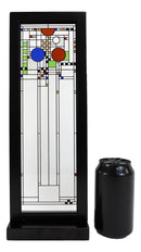 Ebros Frank Lloyd Wright Coonley Playhouse Middle Panel Stained Glass Wood Framed