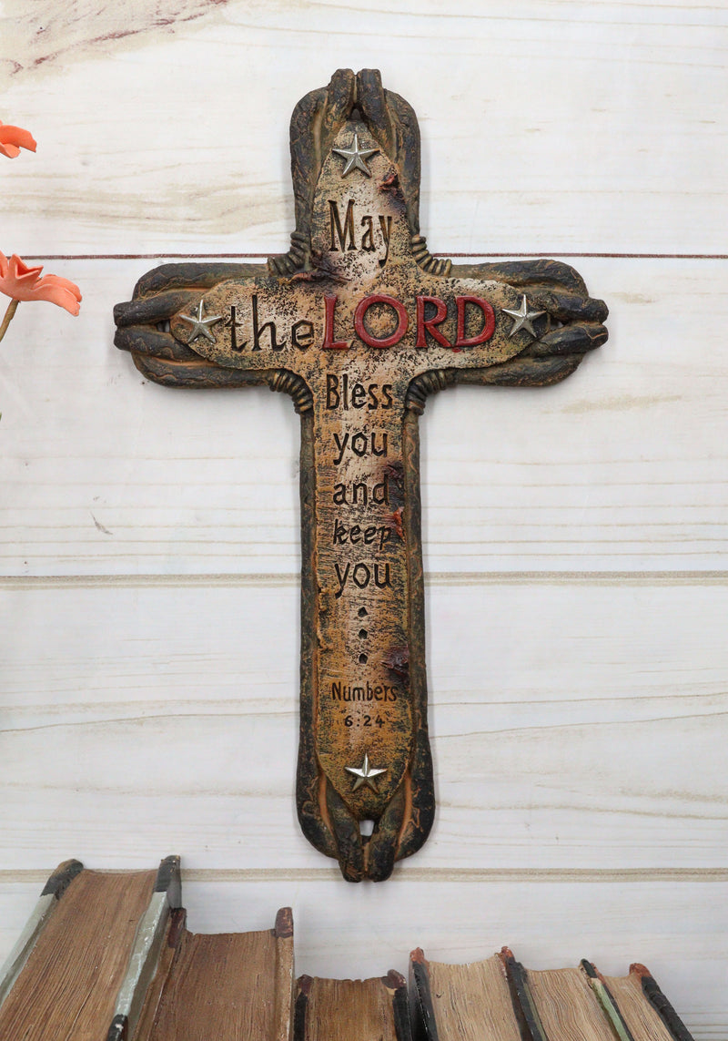 Pack of 4 Rustic Western Inspirational Christian Bible Verses Wall Crosses Decor