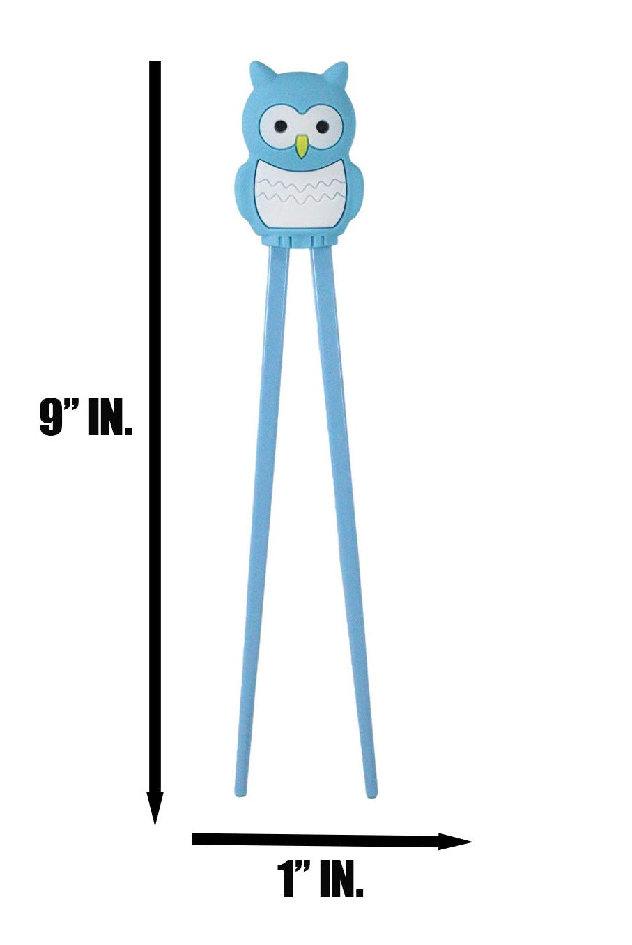 Sky Blue Night Owl Reusable Training Chopsticks Set With Silicone Helper Hinge - Ebros Gift