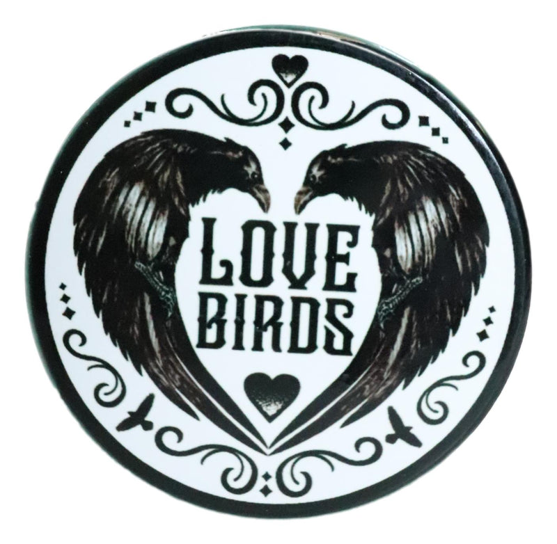Poe's Raven Heart Love Birds Ceramic Coaster Set of 4 Tiles With Cork Backing
