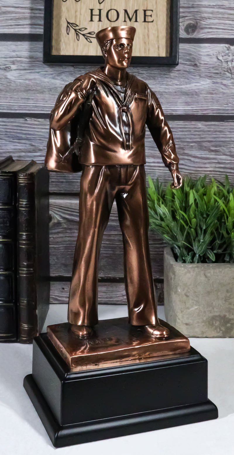 Patriotic Men Of Duty Homecoming Decorated Navy Sailor In Uniform Statue 11.5"H