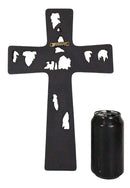 Rustic Western Kneeling Cowboy With Horse In Prayer Faux Leather Wall Cross