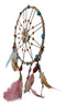 Set Of 2 Southwestern Indian Boho Chic Moon Gray Wolf Feather Wall Dreamcatchers