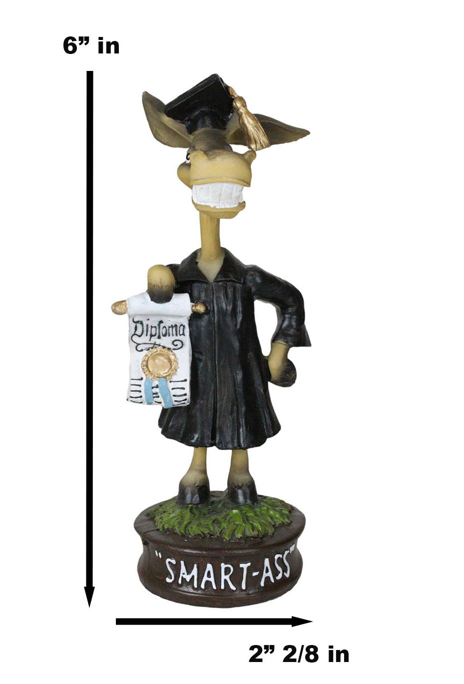 Comical Smart Ass Donkey with Diploma In Graduation Outfit Tassel Hat Figurine - Ebros Gift