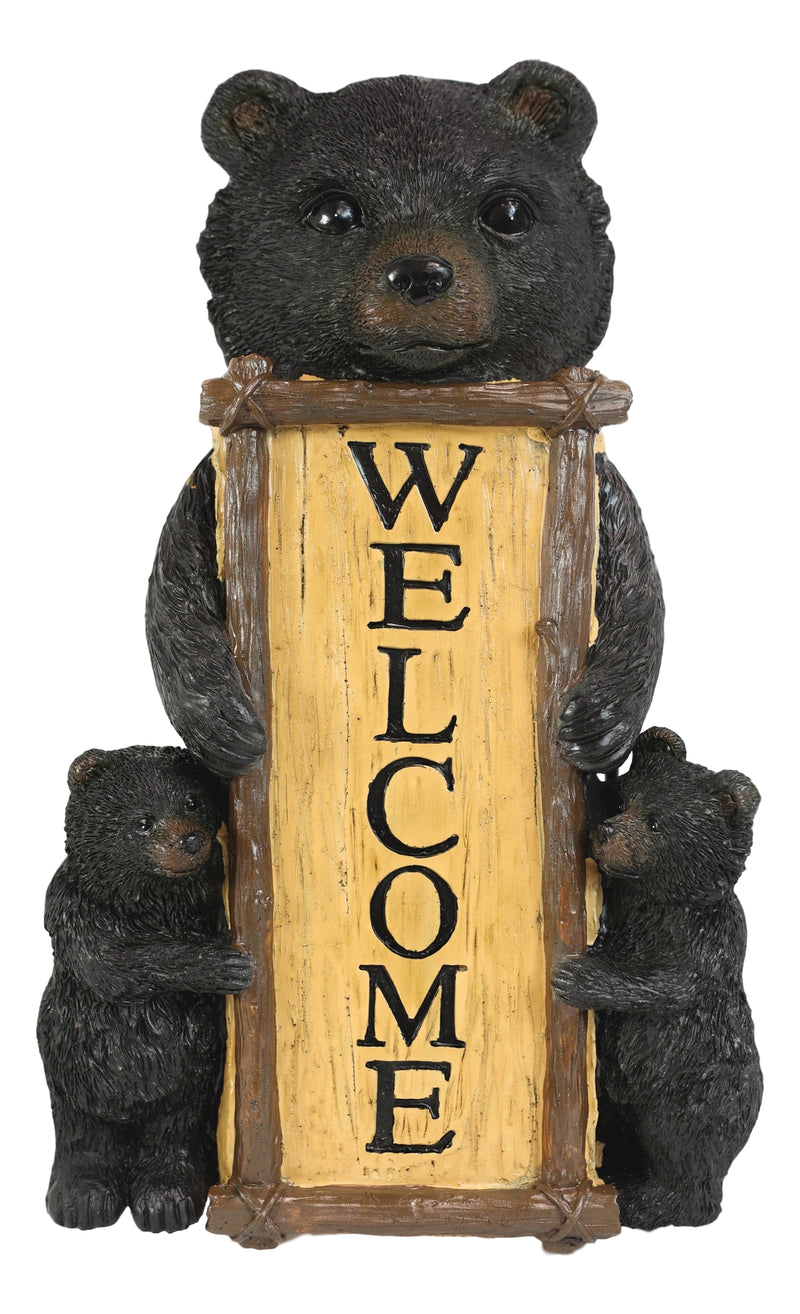 Rustic Forest Mama And Cubs Black Bears Family Welcome Sign Wall Decor Plaque