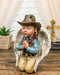 Rustic Western Cowboy Angel Wearing Hat And Red Scarf Praying Figurine