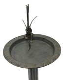 Ebros Gift 34" Tall Aluminum Metal Rustic Cottage Villa Whimsical Fishing Frog by Water Lilly Column Bird Bath and Sundial Garden Decor Statue with Roman Numerals for Lawn Pool Patio Outdoors Decor