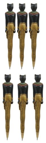 Egyptian Ubasti Temple of Bast Bastet Cat Ballpoint Pen Set of 6 Gods Of Egypt