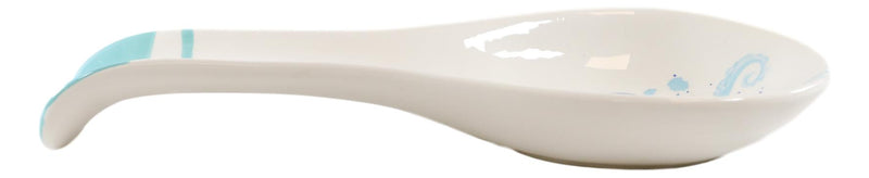 Nautical Blue And White Sea Octopus Ceramic Kitchen Utensil Holder Spoon Rest