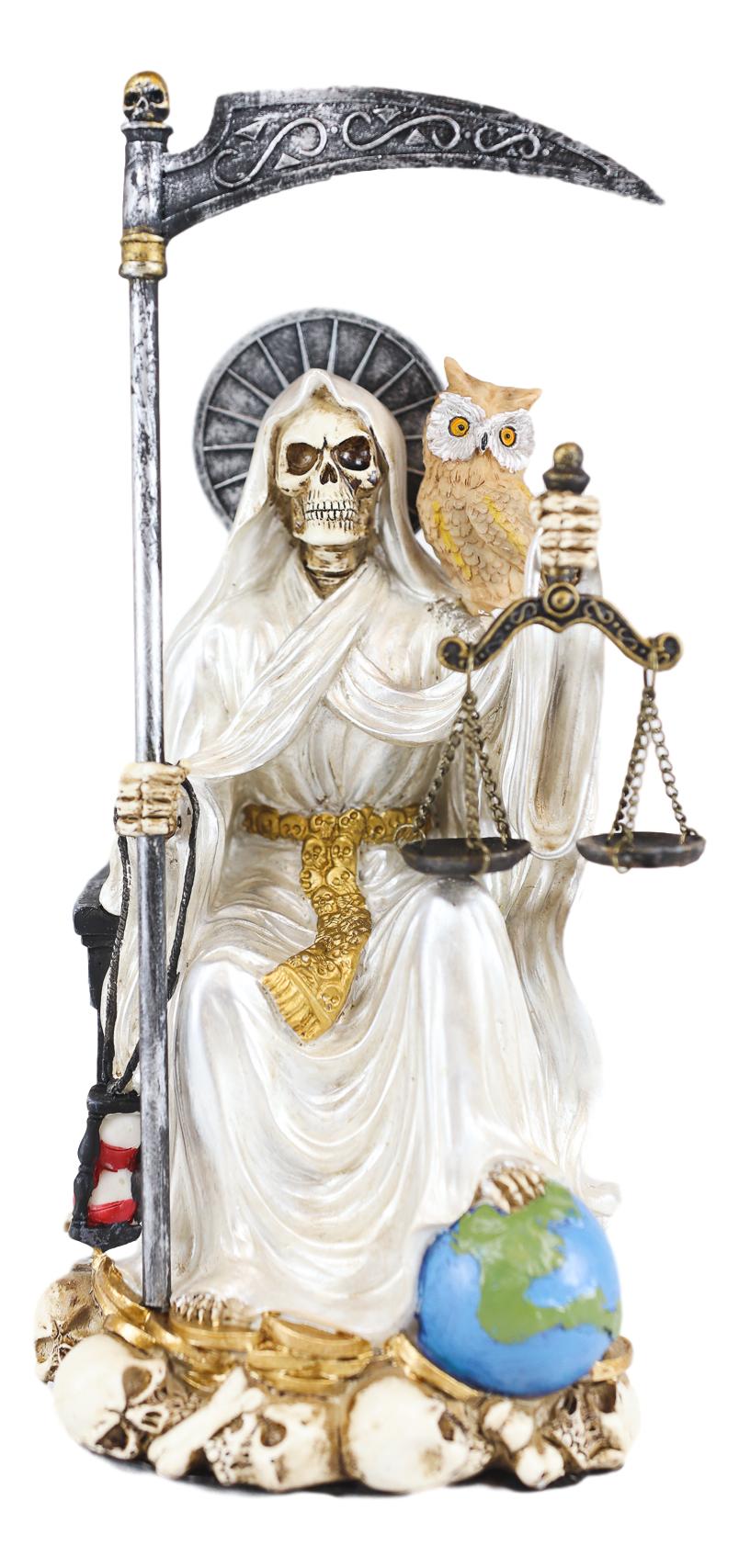 Ebros White Robe Holy Death Santa Muerte Day of The Dead Protection Figurine - Ebros Gift